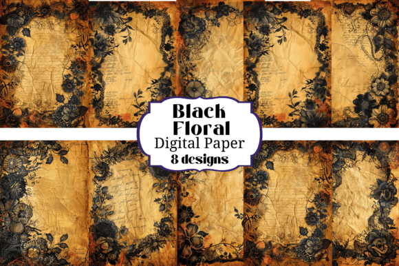 Black Floral Sepia Paper Backgrounds: A Designer's Go-To