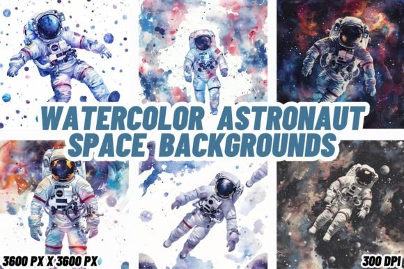 Celestial Dreams: Watercolor Astronaut Space Backgrounds for Cosmic Creativity
