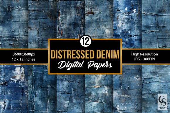 Distressed Denim Texture Backgrounds for Authentic Design