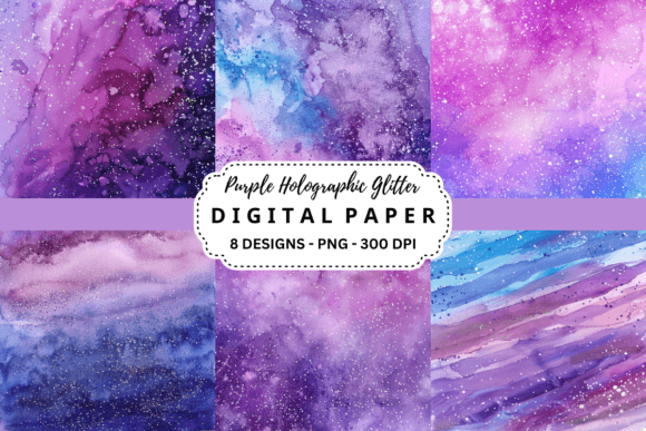 Elevate Your Brand with Purple Holographic Glitter Backgrounds
