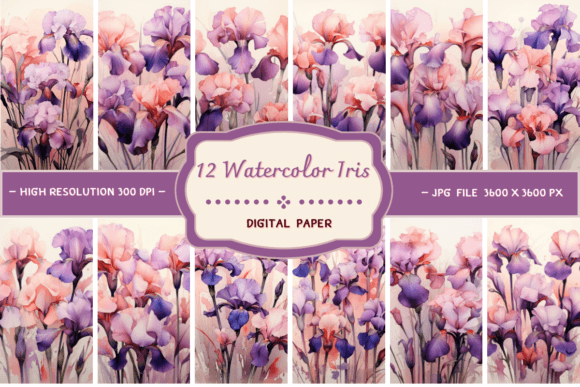 Elevate Your Projects with Watercolor Iris Backgrounds