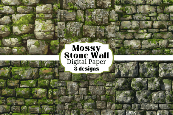 Mossy Stone Wall Seamless Backgrounds for Creative Projects