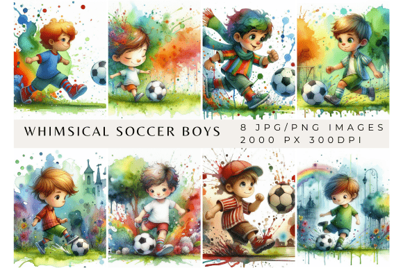 Whimsical Soccer Boys Backgrounds for Creative Projects